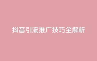 抖音引流推广技巧全解析