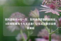 买抖音粉丝10元一万，如何高效获取抖音粉丝，10元轻松拥有十万关注者！亿乐社区低价自营货源站