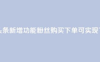 今日头条新增功能，粉丝购买下单可实现