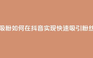 抖音怎么样能快速吸粉 - 如何在抖音实现快速吸引粉丝的方法揭秘!