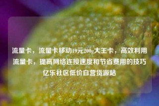 流量卡，流量卡移动19元200g大王卡，高效利用流量卡，提高网络连接速度和节省费用的技巧亿乐社区低价自营货源站