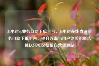 24小时dy业务自助下单平台，24小时在线直销业务自助下单平台，提升效率与用户体验的新选择亿乐社区低价自营货源站