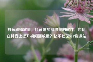 抖音刷播放量，抖音增加播放量的软件，如何在抖音上提升视频播放量？亿乐社区SUP货源站