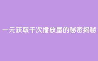 一元获取千次播放量的秘密揭秘