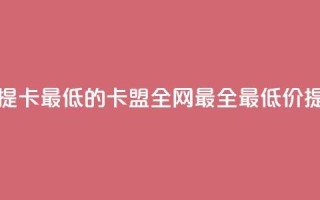 全网辅助最全提卡最低的卡盟(全网最全最低价提卡服务)