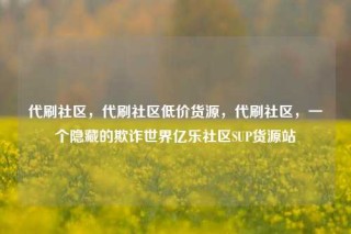 代刷社区，代刷社区低价货源，代刷社区，一个隐藏的欺诈世界亿乐社区SUP货源站
