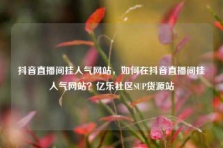 抖音直播间挂人气网站，如何在抖音直播间挂人气网站？亿乐社区SUP货源站