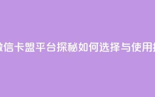 微信卡盟 - 微信卡盟平台探秘：如何选择与使用指南~