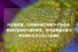 抖音播放量，抖音播放量达到多少才有收益，揭秘抖音视频火爆的秘密，如何提高播放量与粉丝增长亿乐社区SUP货源站