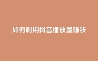 如何利用抖音播放量赚钱