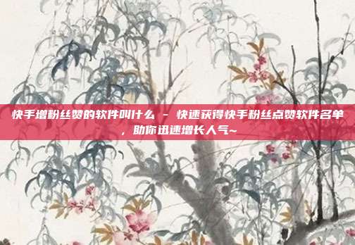 快手增粉丝赞的软件叫什么 - 快速获得快手粉丝点赞软件名单，助你迅速增长人气~  第1张