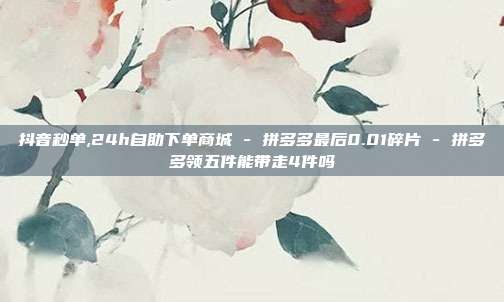 抖音秒单,24h自助下单商城 - 拼多多最后0.01碎片 拼多多领五件能带走4件吗  第1张