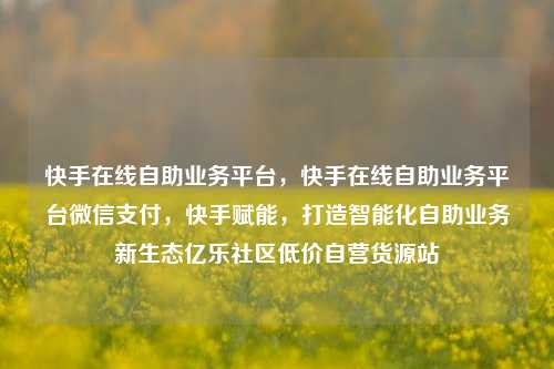 快手在线自助业务平台，快手在线自助业务平台微信支付，快手赋能	，打造智能化自助业务新生态亿乐社区低价自营货源站  第1张