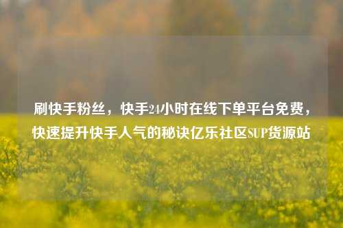 刷快手粉丝，快手24小时在线下单平台免费，快速提升快手人气的秘诀亿乐社区SUP货源站  第1张