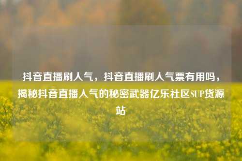 抖音直播刷人气	，抖音直播刷人气票有用吗，揭秘抖音直播人气的秘密武器亿乐社区SUP货源站  第1张