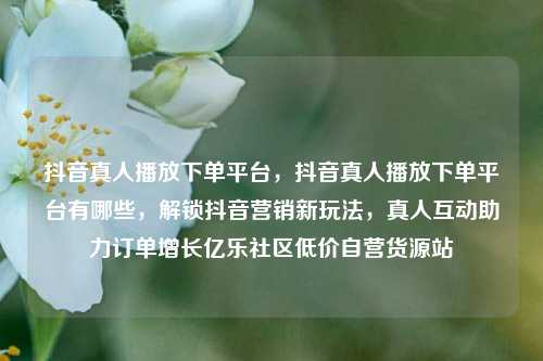 抖音真人播放下单平台，抖音真人播放下单平台有哪些	，解锁抖音营销新玩法，真人互动助力订单增长亿乐社区低价自营货源站  第1张