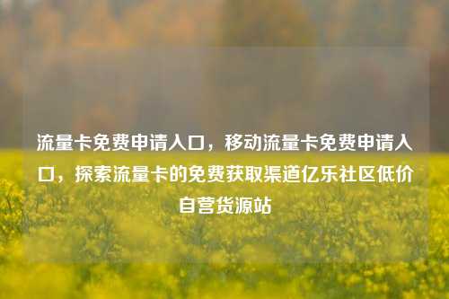 流量卡免费申请入口，移动流量卡免费申请入口，探索流量卡的免费获取渠道亿乐社区低价自营货源站  第1张