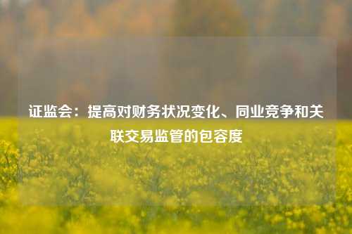 证监会：提高对财务状况变化、同业竞争和关联交易监管的包容度  第1张