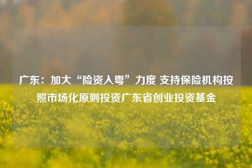广东：加大“险资入粤”力度 支持保险机构按照市场化原则投资广东省创业投资基金  第1张