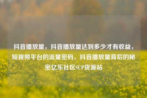 抖音播放量，抖音播放量达到多少才有收益，短视频平台的流量密码，抖音播放量背后的秘密亿乐社区SUP货源站  第1张