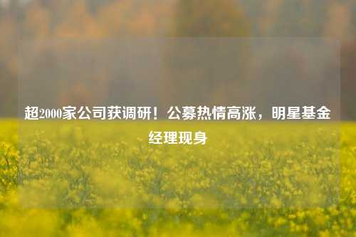 超2000家公司获调研！公募热情高涨，明星基金经理现身  第1张