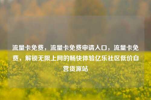 流量卡免费，流量卡免费申请入口，流量卡免费，解锁无限上网的畅快体验亿乐社区低价自营货源站  第1张