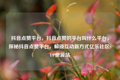 抖音点赞平台，抖音点赞的平台叫什么平台，探秘抖音点赞平台	，解锁互动新方式亿乐社区SUP货源站  第1张