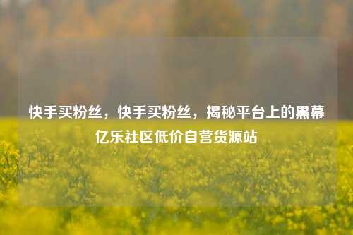 快手买粉丝，快手买粉丝，揭秘平台上的黑幕亿乐社区低价自营货源站  第1张