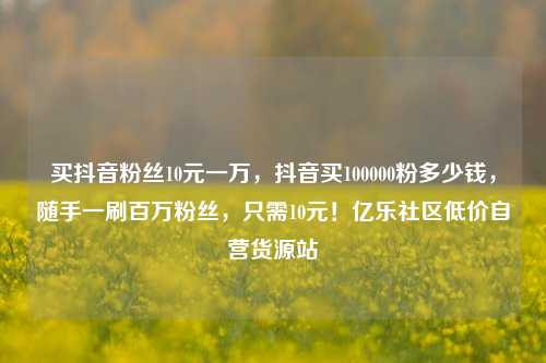 买抖音粉丝10元一万，抖音买100000粉多少钱，随手一刷百万粉丝	，只需10元！亿乐社区低价自营货源站  第1张