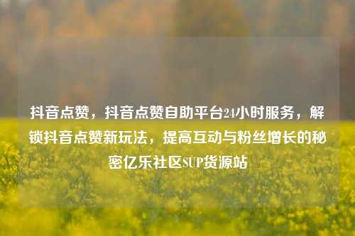 抖音点赞，抖音点赞自助平台24小时服务，解锁抖音点赞新玩法	，提高互动与粉丝增长的秘密亿乐社区SUP货源站  第1张