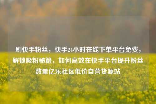 刷快手粉丝，快手24小时在线下单平台免费，解锁吸粉秘籍	，如何高效在快手平台提升粉丝数量亿乐社区低价自营货源站  第1张