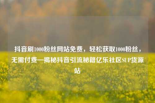 抖音刷1000粉丝网站免费，轻松获取1000粉丝	，无需付费—揭秘抖音引流秘籍亿乐社区SUP货源站  第1张