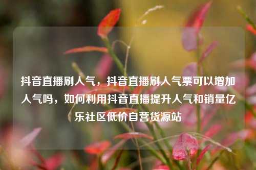 抖音直播刷人气，抖音直播刷人气票可以增加人气吗	，如何利用抖音直播提升人气和销量亿乐社区低价自营货源站  第1张