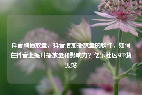 抖音刷播放量，抖音增加播放量的软件	，如何在抖音上提升播放量和影响力？亿乐社区SUP货源站  第1张