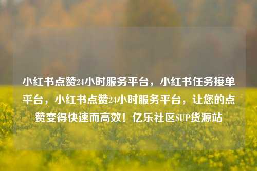 小红书点赞24小时服务平台，小红书任务接单平台	，小红书点赞24小时服务平台，让您的点赞变得快速而高效！亿乐社区SUP货源站  第1张