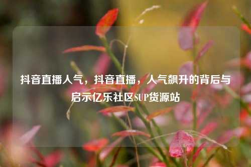 抖音直播人气	，抖音直播，人气飙升的背后与启示亿乐社区SUP货源站  第1张