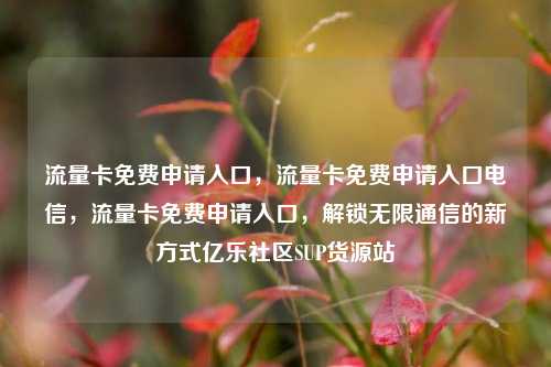 流量卡免费申请入口，流量卡免费申请入口电信，流量卡免费申请入口	，解锁无限通信的新方式亿乐社区SUP货源站  第1张