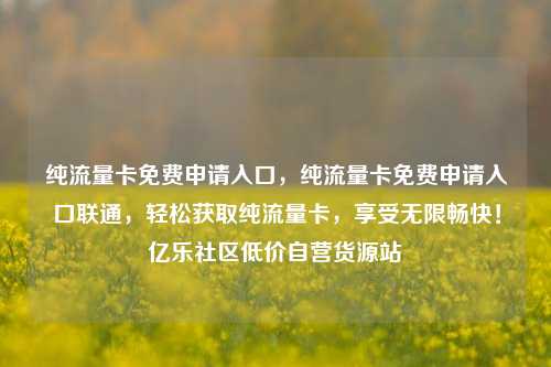 纯流量卡免费申请入口，纯流量卡免费申请入口联通，轻松获取纯流量卡	，享受无限畅快！亿乐社区低价自营货源站  第1张