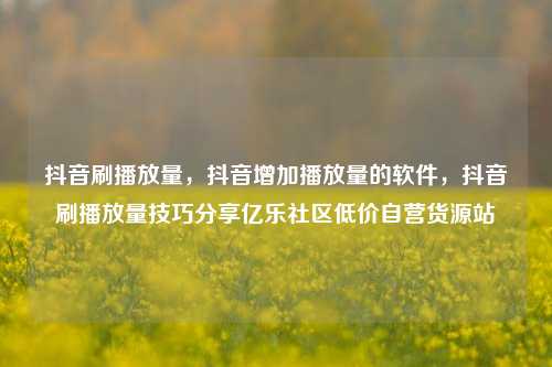 抖音刷播放量，抖音增加播放量的软件	，抖音刷播放量技巧分享亿乐社区低价自营货源站  第1张