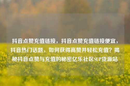 抖音点赞充值链接，抖音点赞充值链接便宜，抖音热门话题	，如何获得高赞并轻松充值？揭秘抖音点赞与充值的秘密亿乐社区SUP货源站  第1张
