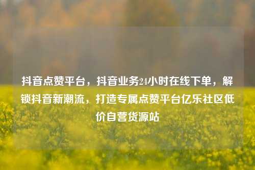抖音点赞平台，抖音业务24小时在线下单，解锁抖音新潮流	，打造专属点赞平台亿乐社区低价自营货源站  第1张