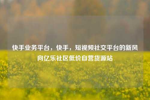 快手业务平台，快手，短视频社交平台的新风向亿乐社区低价自营货源站  第1张