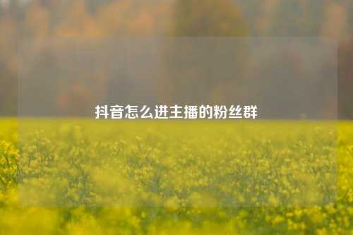 抖音怎么进主播的粉丝群  第1张